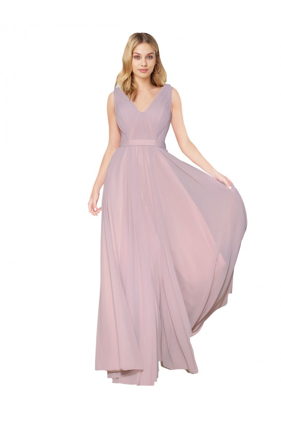 Sleeveless Primrose V-Back A-Line V-Neck Formal Evening Dress