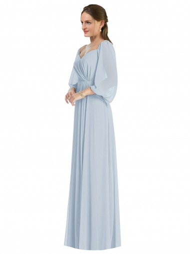 Puff Sleeves Sea Glass A-Line Off the Shoulder Formal Evening Dress UK Factory