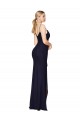 Sleeveless Dark Navy V-Back Mermaid Spaghetti Straps Evening Dress
