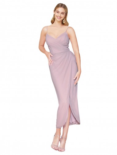 Sleeveless Primrose V-Back Mermaid Spaghetti Straps High Low Evening Dress UK Factory