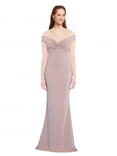 Sleeveless Dusty Pink Keyhole Back Mermaid Off the Shoulder Formal Evening Dress UK Factory