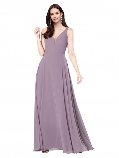 Sleeveless Dark Lavender Low Back Sheath V-Neck Formal Evening Dress UK Factory